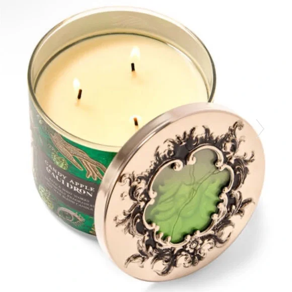 Bath & Body Works Candy Apple Cauldron 3-Wick Candle with Fancy Lid - Picture 1 of 2